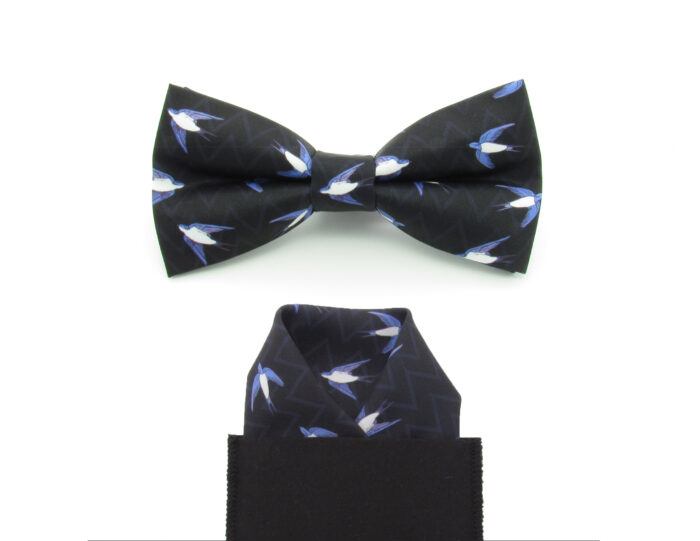 Bird Pattern Bowtie & Pocket Square - Image 5