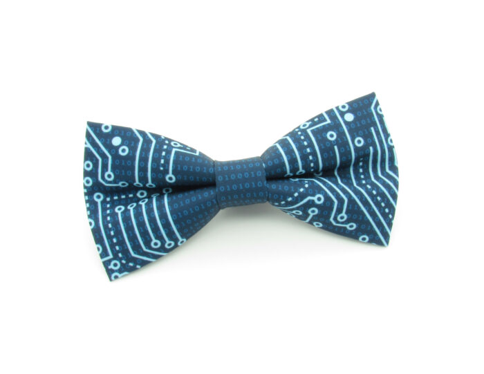 Blue Microchip Bowtie & Cufflinks - Image 2