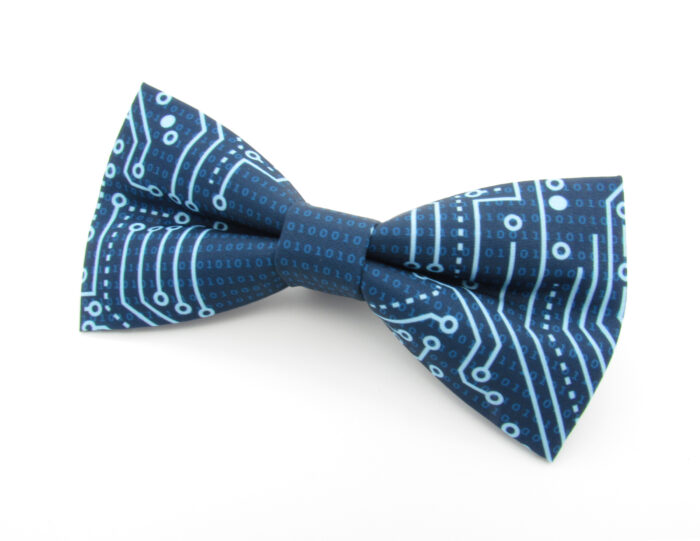 Blue Microchip Bowtie & Cufflinks - Image 3