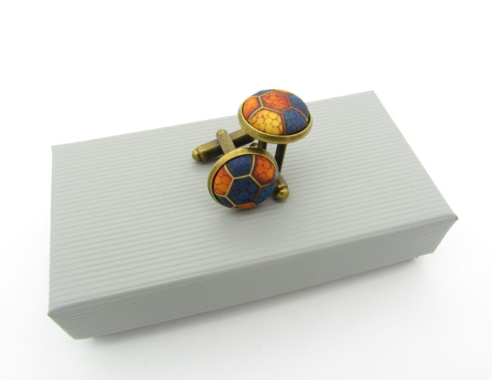 Blue & Golden Orange Honeycomb Bowtie Set - Image 6