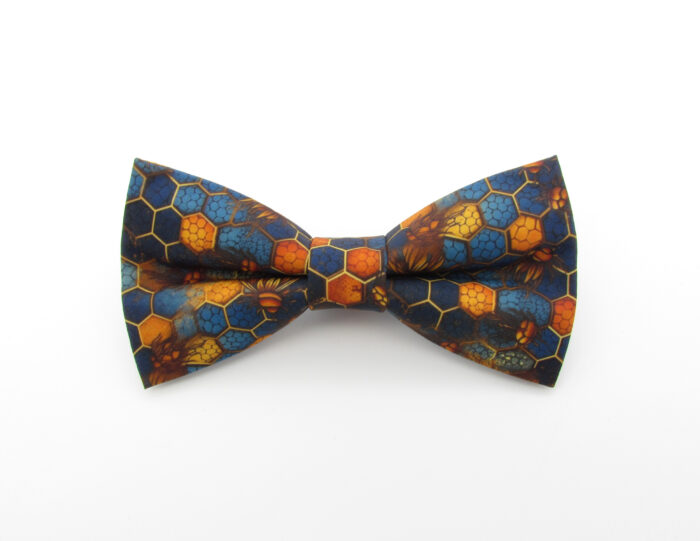 Blue & Golden Orange Honeycomb Bowtie Set
