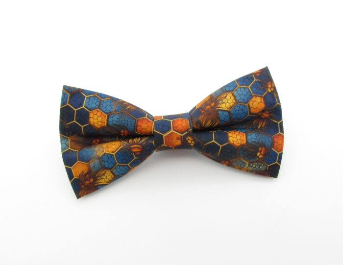Blue & Golden Orange Honeycomb Bowtie Set - Image 2
