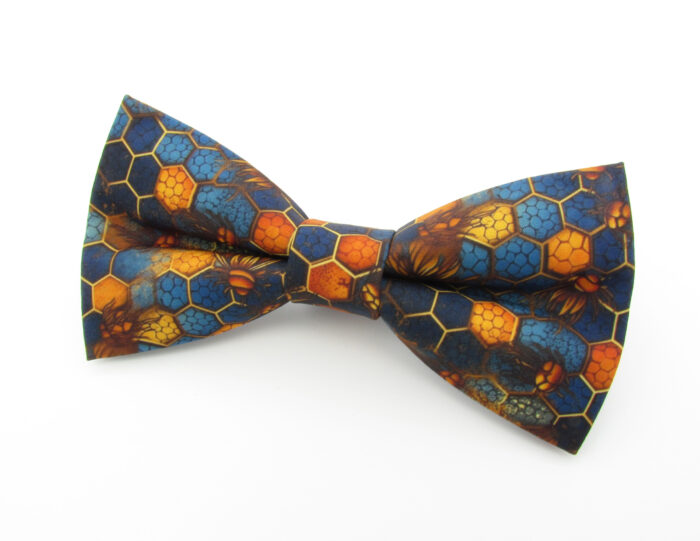 Blue & Golden Orange Honeycomb Bowtie Set - Image 3