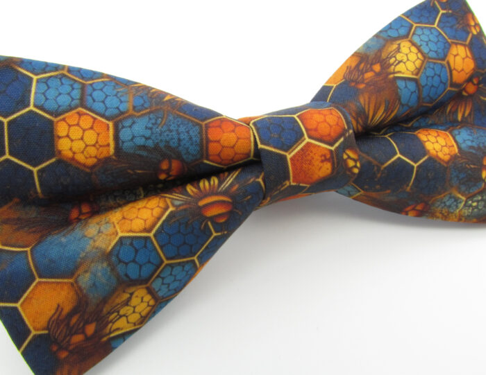 Blue & Golden Orange Honeycomb Bowtie Set - Image 4
