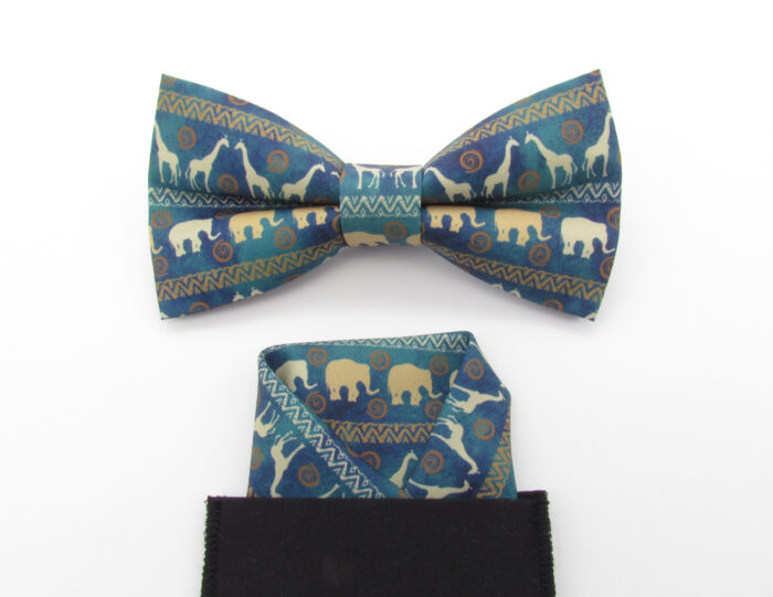 African Animal Designed Bowtie, Cufflinks and Pocket Square - Image 5