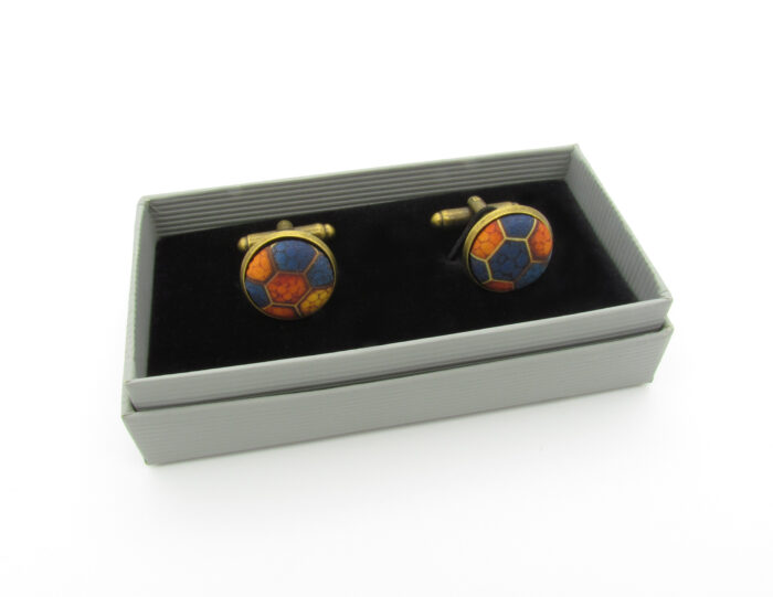 Blue & Golden Orange Honeycomb Bowtie Set - Image 5