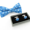 Blue Snowflake Patterned Bowtie & Cufflinks - Image 7
