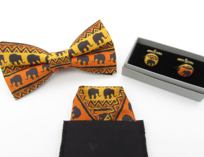 African Elephant Silhouette Patterned Bowtie Set - Image 8