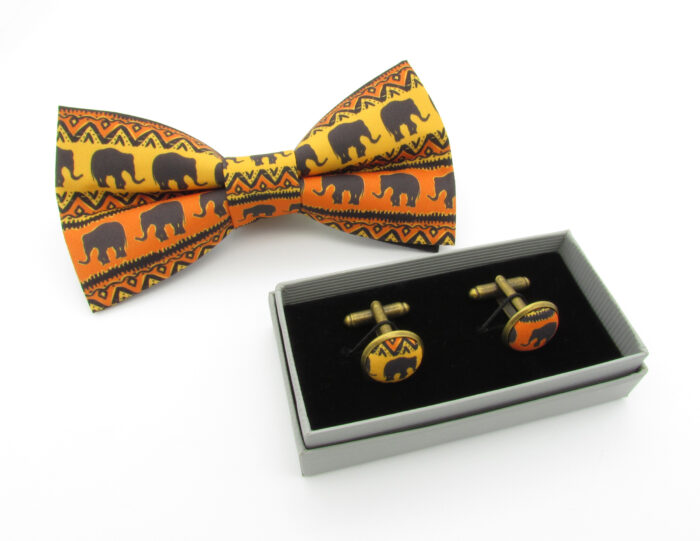 African Elephant Silhouette Patterned Bowtie Set - Image 7
