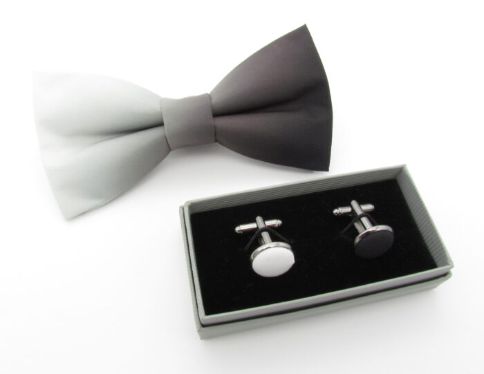 Black to White Ombre Fade Bowtie Set - Image 8