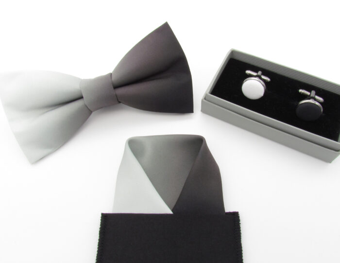 Black to White Ombre Fade Bowtie Set - Image 9