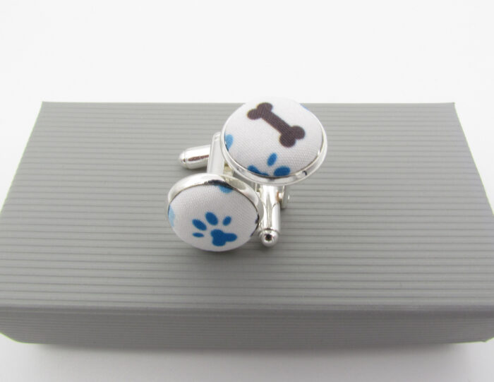 Bone and Paw Print Patterned Bowtie & Cufflinks - Image 6