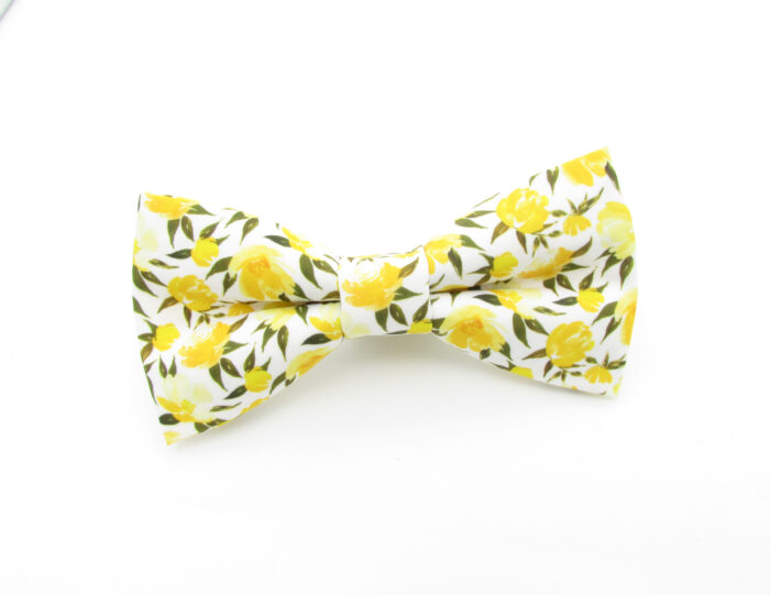 Yellow Flower Print Bowtie - Image 2