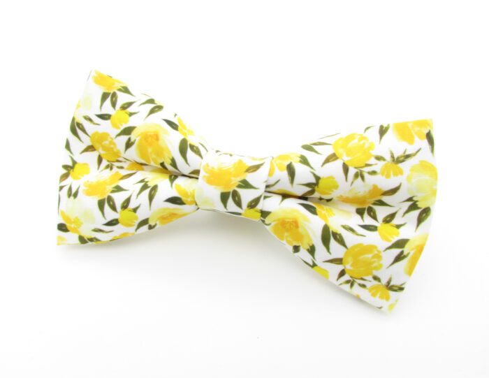Yellow Flower Print Bowtie - Image 3
