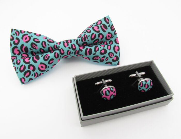 Blue and Pink Leopard Print Bowtie Set - Image 5