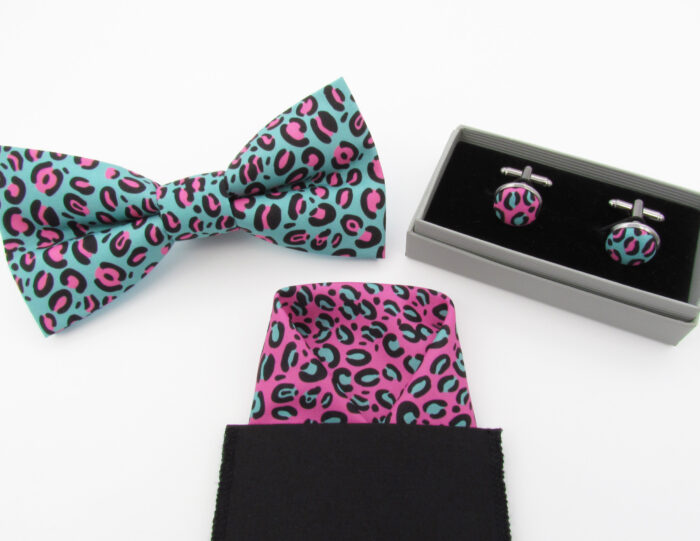 Blue and Pink Leopard Print Bowtie Set - Image 6