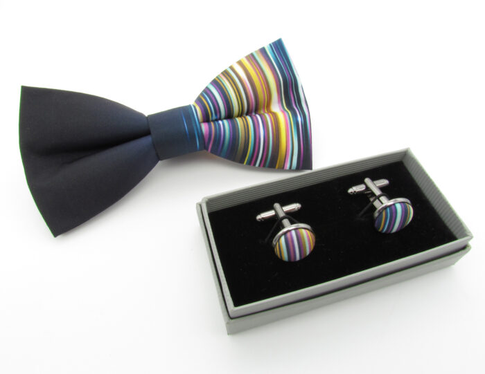 Black to Rainbow Bowtie & Cufflinks - Image 7