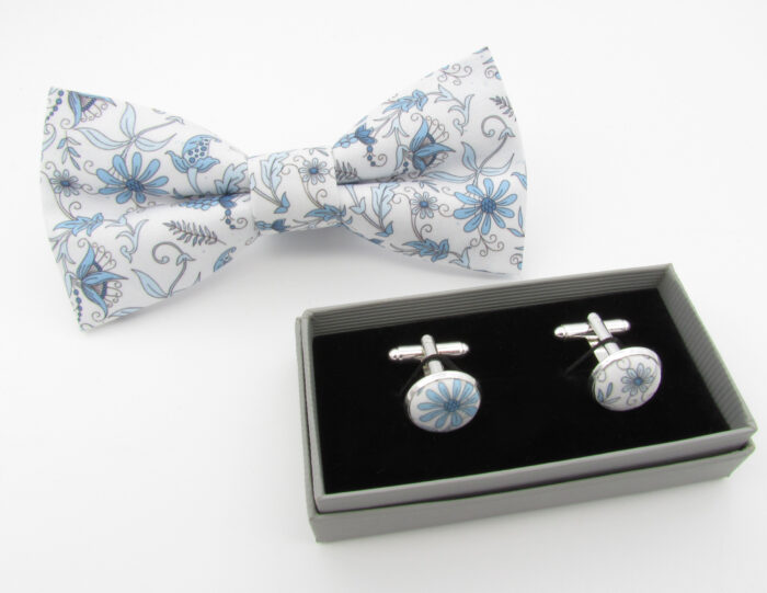 Blue and White Floral Bowtie Set - Image 7