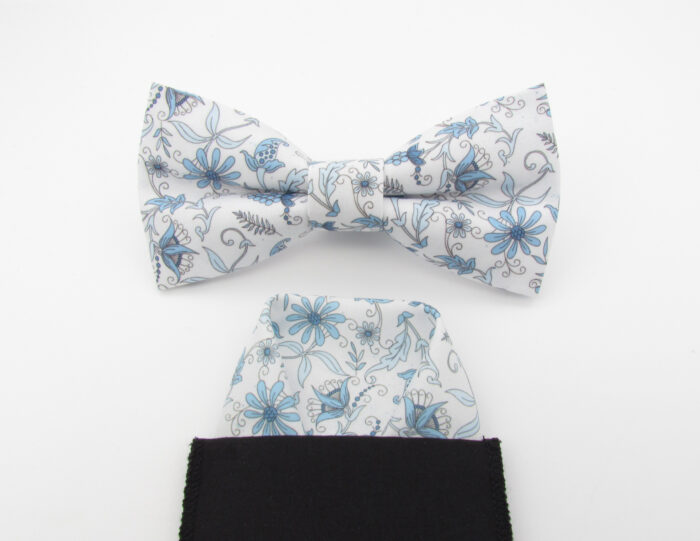 Blue and White Floral Bowtie Set - Image 8