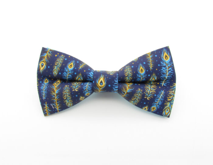 Blue & Gold Feather Bowtie