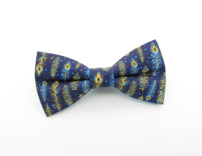 Blue & Gold Feather Bowtie - Image 2