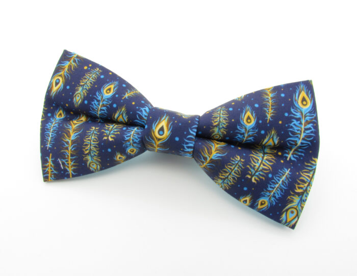 Blue & Gold Feather Bowtie - Image 3