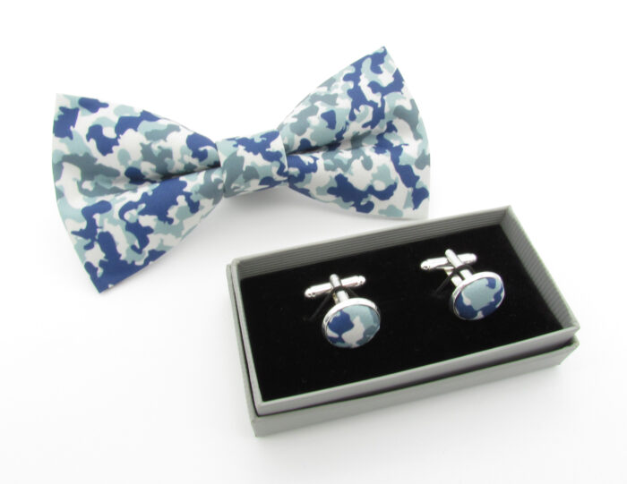 Blue Camouflage Bowtie & Cufflinks - Image 5