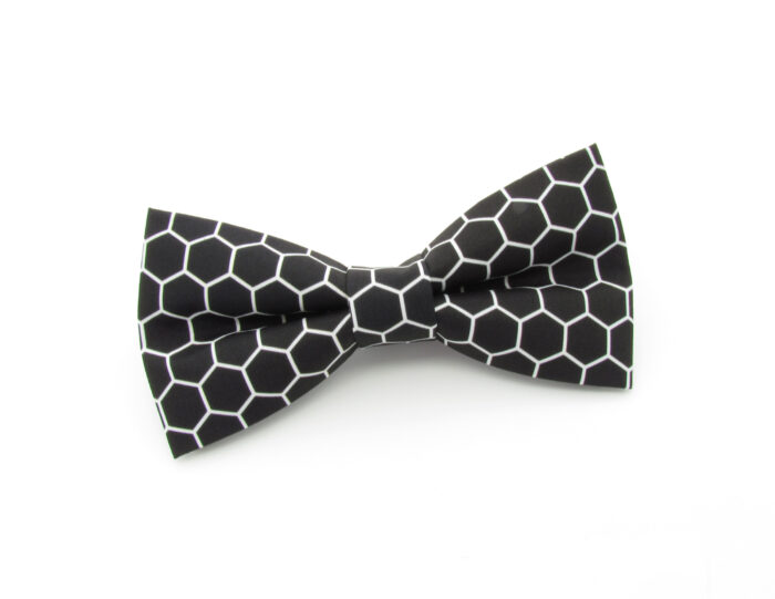 Black & White Honeycomb Bowtie and Pocket Square - Image 2