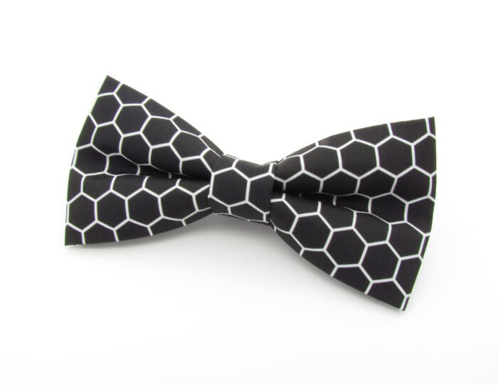 Black & White Honeycomb Bowtie and Pocket Square - Image 3