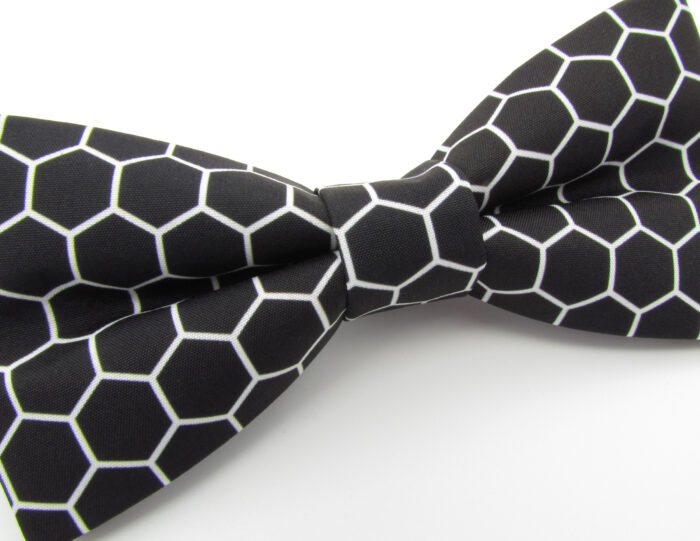 Black & White Honeycomb Bowtie and Pocket Square - Image 4