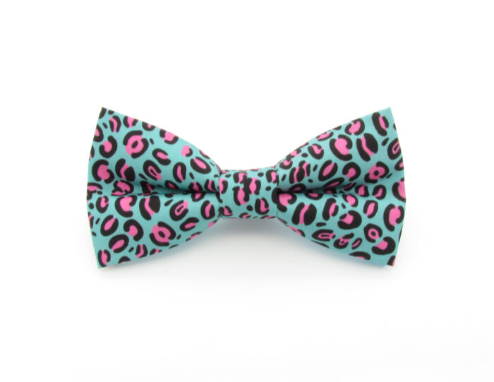 Blue and Pink Leopard Print Bowtie Set