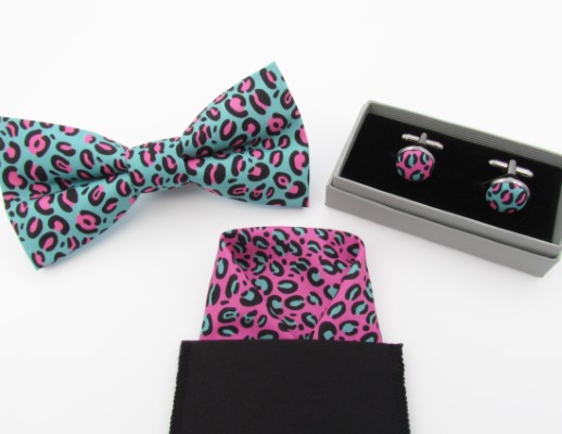 Image of a cow print bowtie