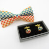 Rainbow Checkerboard Patterned Bowtie & Cufflinks - Image 6