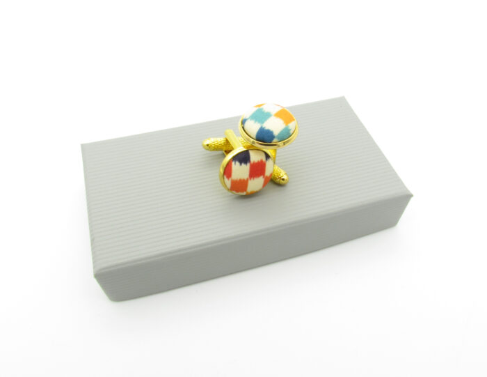 Rainbow Checkerboard Patterned Bowtie & Cufflinks - Image 4