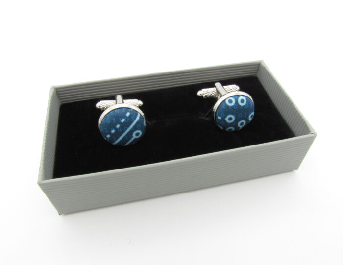 Blue Microchip Bowtie & Cufflinks - Image 5