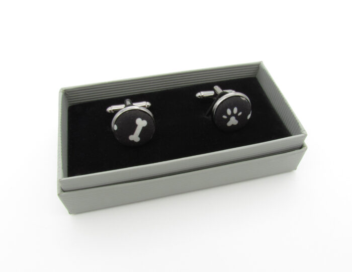 Bone & Paw Print Patterned Bowtie & Cufflinks - Image 5