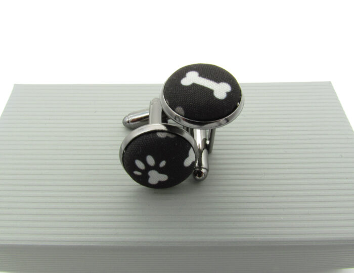 Bone & Paw Print Patterned Bowtie & Cufflinks - Image 6