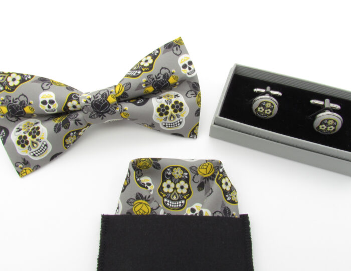 Grey Cinco De Mayo Skulls Bowtie Set - Image 8