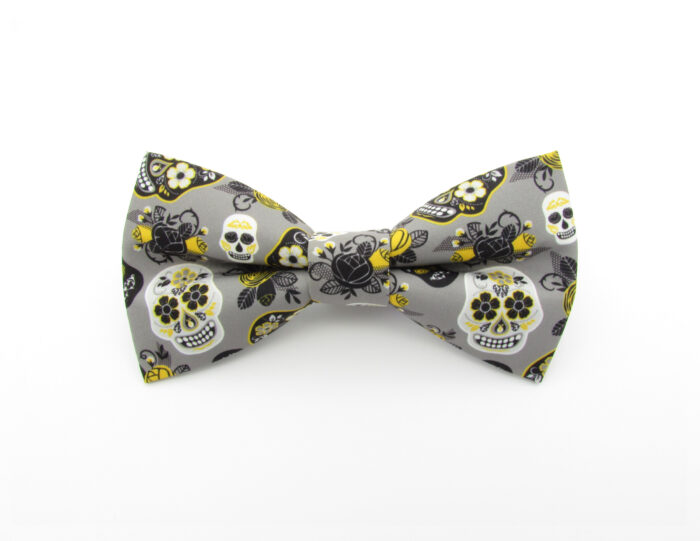 Grey Cinco De Mayo Skulls Bowtie Set