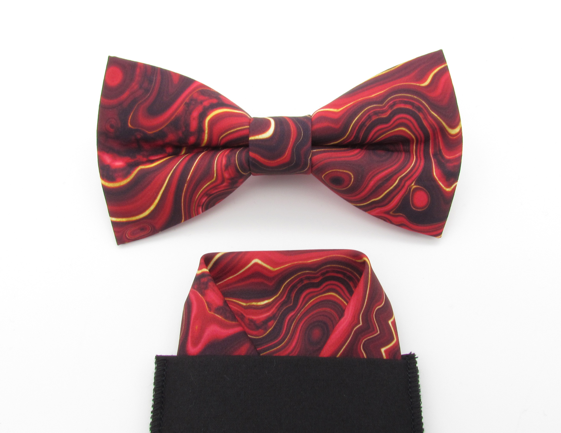 Red & Gold Swirl Pattern Bowtie Set - Image 7