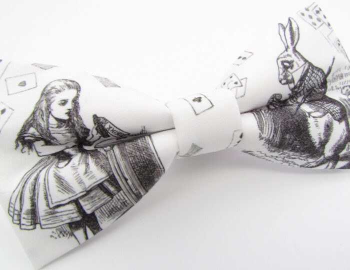 Classic Black and White Alice in Wonderland Themed Bowtie Set - Image 4
