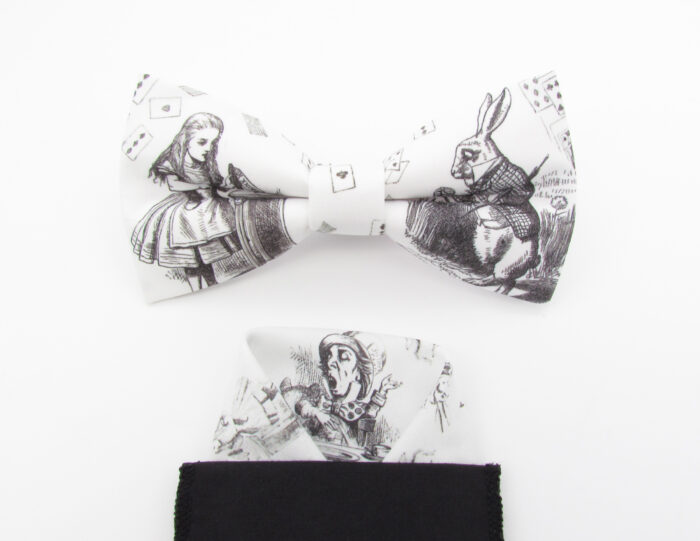 Classic Black and White Alice in Wonderland Themed Bowtie Set - Image 8