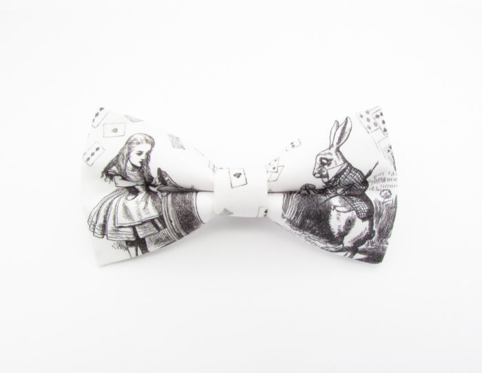 Classic Black and White Alice in Wonderland Themed Bowtie Set