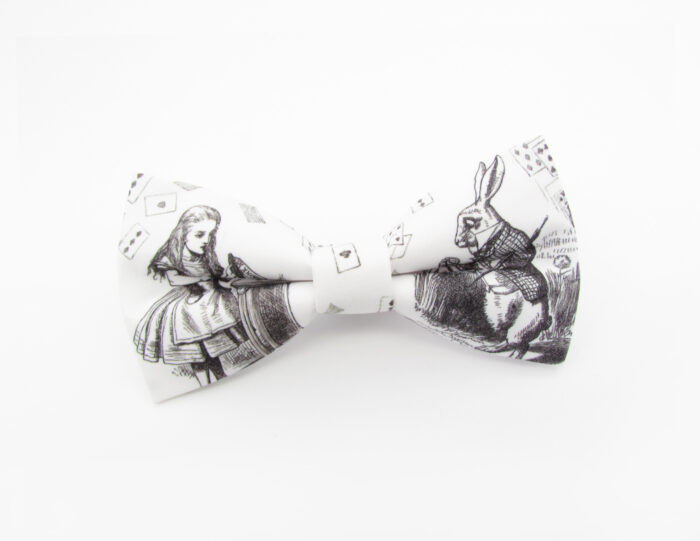 Classic Black and White Alice in Wonderland Themed Bowtie Set - Image 2