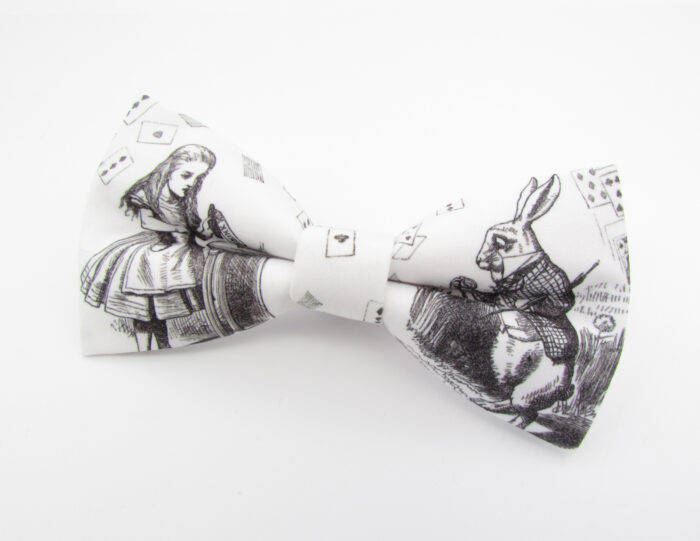 Classic Black and White Alice in Wonderland Themed Bowtie Set - Image 3