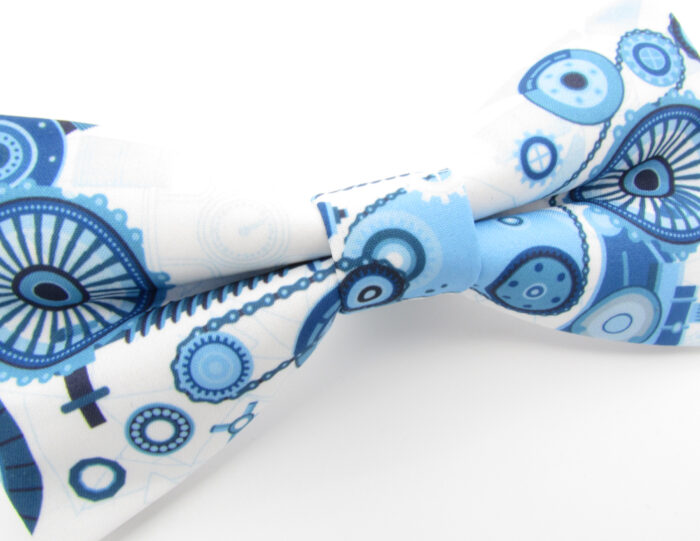 Blue & White Steampunk Bowtie - Image 4