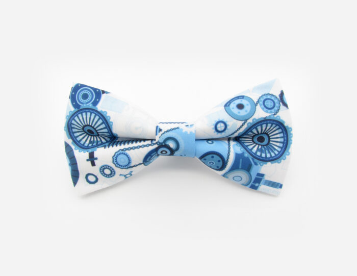 Blue & White Steampunk Bowtie