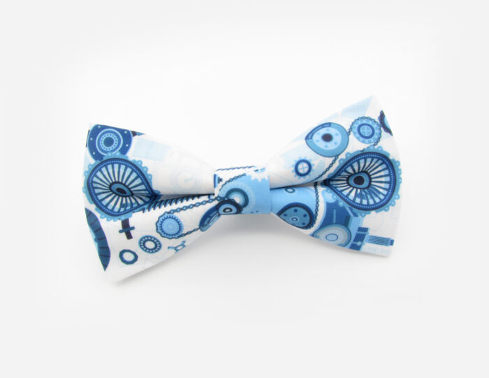 Blue & White Steampunk Bowtie - Image 2