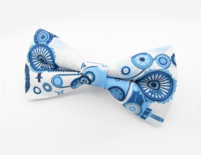 Blue & White Steampunk Bowtie - Image 3