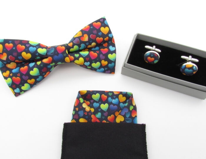 Colourful Heart Patterned Bowtie Set - Image 9